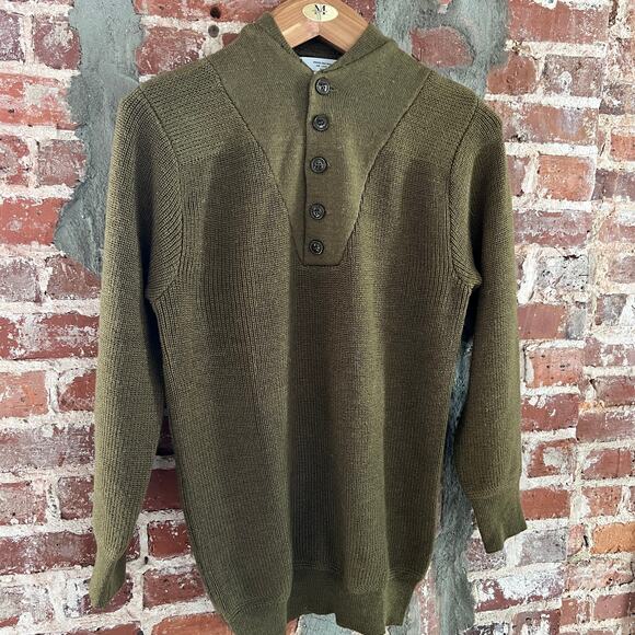 RARE MINT WW2 1944 US Army Wool High Neck Five Button Inspector Jeep Sweater L - Picture 2 of 5